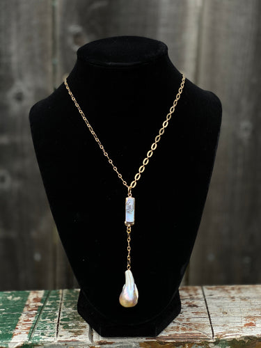 Shell and Pearl Drop Necklace