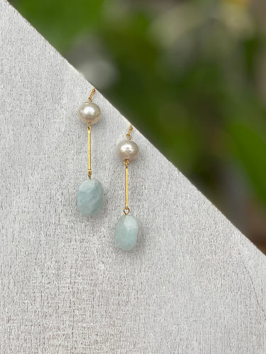 Aquamarine Pearl Earrings