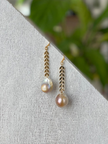 Pearl Fishbone Earrings